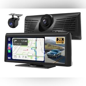 Carplay Screen for Car with 2K Dash Cam 1080P Backup Camera, Wireless Carplay